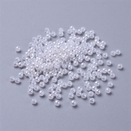 Akrylperle, rund, 3mm, hvid perlemor, 10 gram